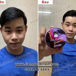 Trước và sau khi vuốt sáp Volcanic Clay