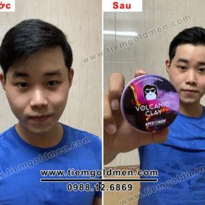 Trước và sau khi vuốt sáp Volcanic Clay