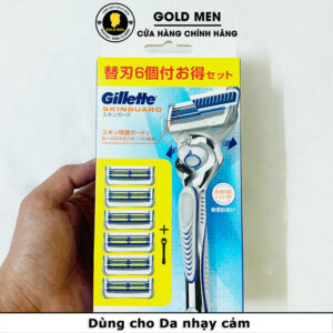 Dao cạo râu Gillette Skinguard 1 cán 6 lưỡi chính hãng