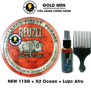 Sáp vuốt tóc Reuzel Red Pomade 113g tặng Ocean + Lược Afro pick