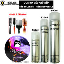 Sáp vuốt tóc Volcanic Clay và Gôm xịt tóc Butterfly Shadow chính hãng